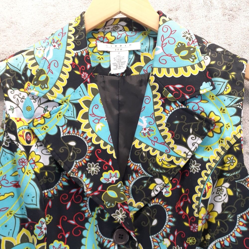Studio JPR Women’s Sz 8 Multicolor Sleeveless Blazer Style Vest Floral (Altered) - Picture 2 of 12